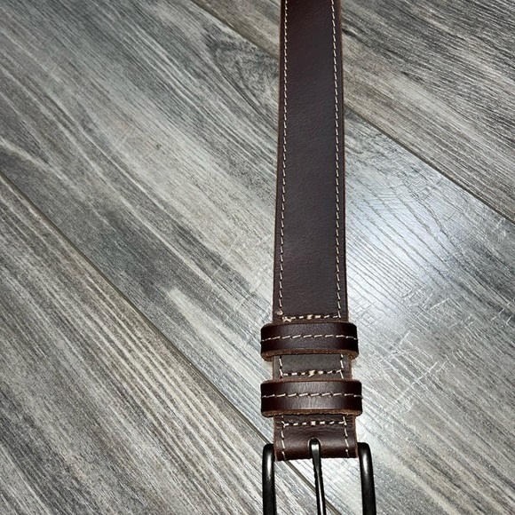 Wrangler smooth BROWN GENUINE LEATHER Light stitching CASUAL MEN'S BELT … - Picture 3 of 11